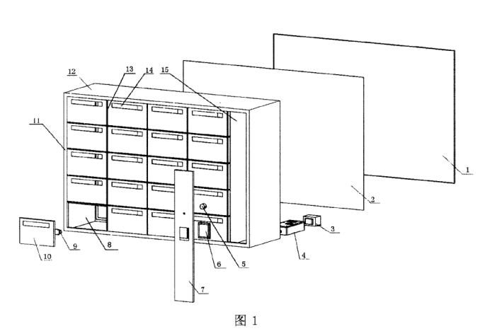 本实用新型智能信报箱的立体分解结构示意图